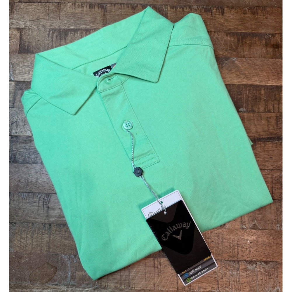 Callaway Mens Opti-Dri Golf Polo Shirt Mint Green Short Sleeve Size Medium NWT